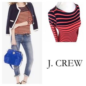 J. Crew Painter Boatneck Pink and Blue Stripe Tee